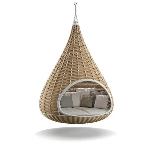 DEDON NESTREST Hanging Lounger | Woven Fiber Natural | Cushion Fabric Natura Ash
