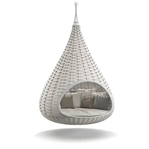 DEDON NESTREST Hanging Lounger | Woven Fiber Chalk | Cushion Fabric Natura Ash