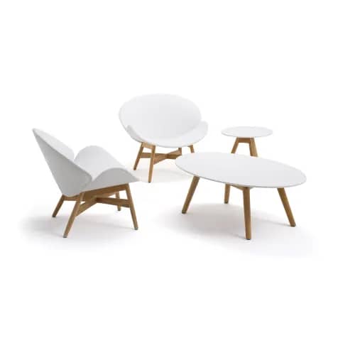 Gloster Dansk Lounge Chair, 47" Coffee Tale and 20" Side Table