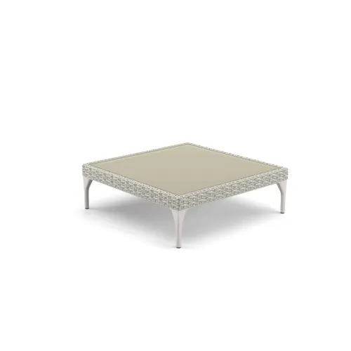 DEDON MU Coffee Table with Glass Top | Legs: Powder-Coated Aluminum, Accona | Fiber: Accona | Top: Glass, Lipari