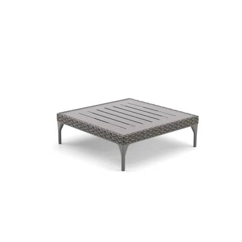 DEDON MU Coffee Table with HPL Top | Legs: Powder-Coated Aluminum, Vulcano | Fiber: Vulcano | Top: HPL, Black Pepper