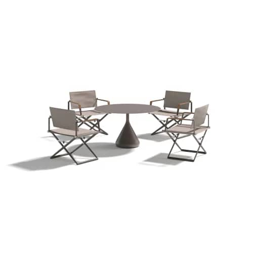 DEDON SATELLITE 45" Round Dining Table | SEAX Folding Armchairs