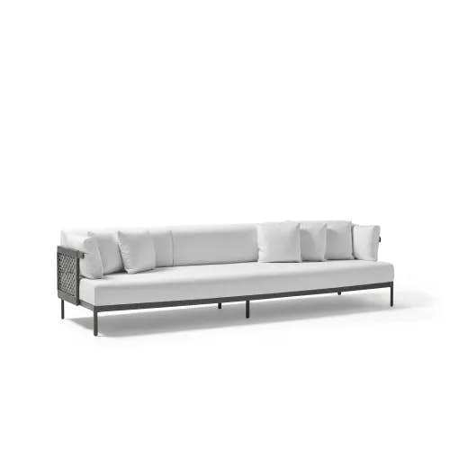 POINT Legacy 3-Seater Sofa | Gunmetal Grey Powder-Coated Aluminum Frame | Rope Panels