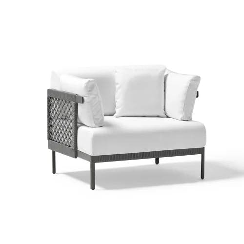 POINT Legacy Lounge Chair (Rope Panels) | Gunmetal Grey Powder-Coated Aluminum Frame | Rope Panels