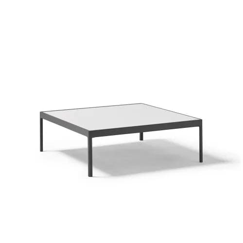 POINT Legacy 40" Square Coffee Table | Gunmetal Grey Powder-Coated Aluminum Frame