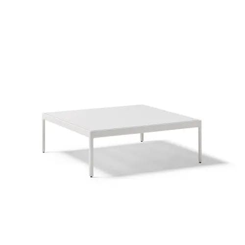 POINT Legacy 40" Square Coffee Table | Mineral White Powder-Coated Aluminum Frame