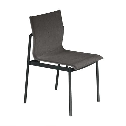 Barlow Tyrie Around Side Chair | Forge Grey Powder-Coated Aluminum Frame | Carbon Sunbrella Sling