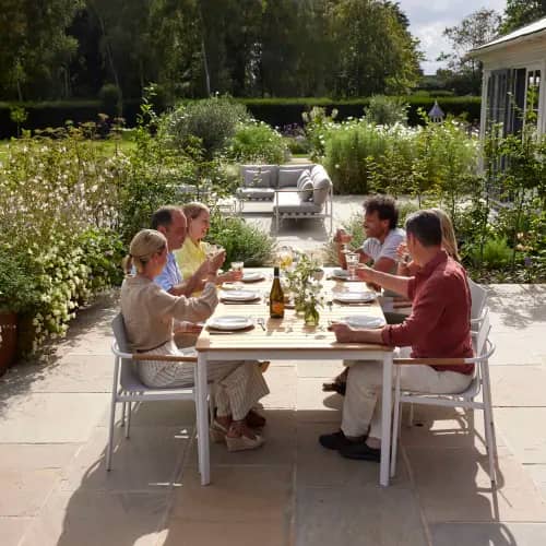 Barlow Tyrie Around 85" Dining Table and Dining Armchair