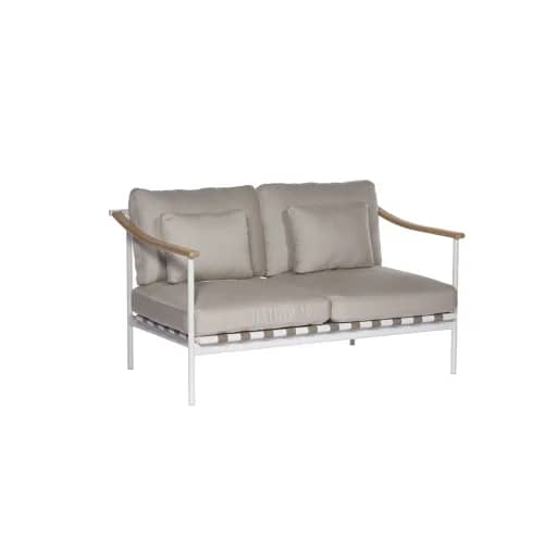 Barlow Tyrie Around Deep Seating Double Module - Teak Arms | Arctic White Aluminum Frame