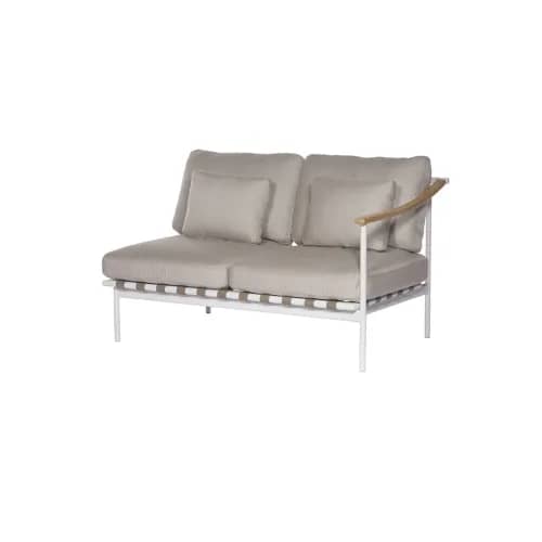 Barlow Tyrie Around Deep Seating Double Module - Teak (R) Arm | Arctic White Aluminum Frame
