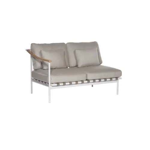 Barlow Tyrie Around Deep Seating Double Module - Teak (L) Arm | Arctic White Aluminum Frame