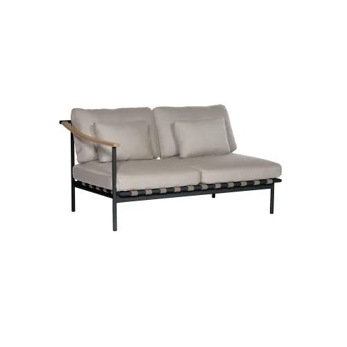 Barlow Tyrie Around Deep Seating Double Module - Teak (L) Arm | Forge Grey Aluminum Frame