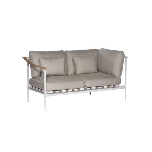 Barlow Tyrie Around Deep Seating Double Module - Aluminum (R) / Teak (L) Arms | Arctic White Aluminum Frame