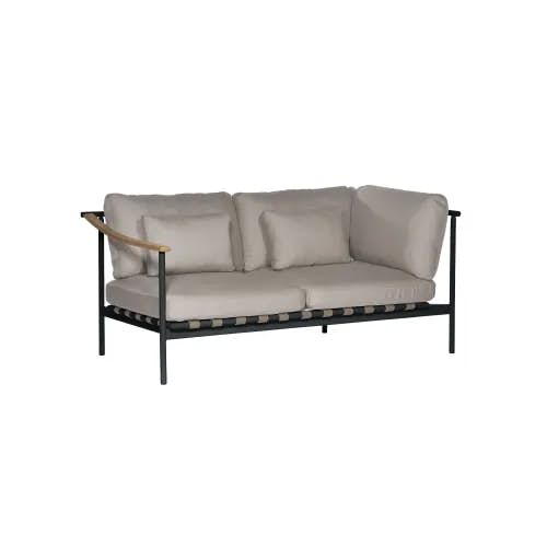 Barlow Tyrie Around Deep Seating Double Module - Aluminum (R) / Teak (L) Arms | Forge Grey Aluminum Frame