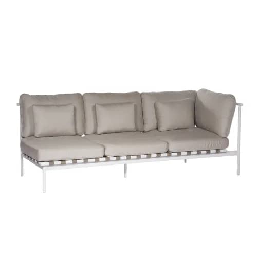 Barlow Tyrie Around Deep Seating Triple Module - Aluminum Right Arm | Arctic White Aluminum Frame