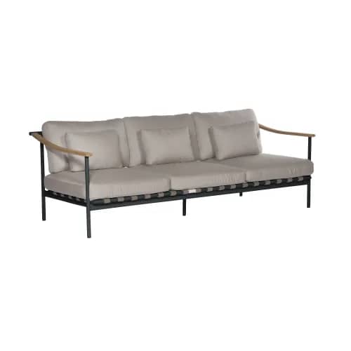 Barlow Tyrie Around Deep Seating Triple Module - Teak Arms | Forge Grey Aluminum Frame