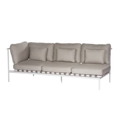Barlow Tyrie Around Deep Seating Triple Module - Aluminum Left Arm | Arctic White Aluminum Frame
