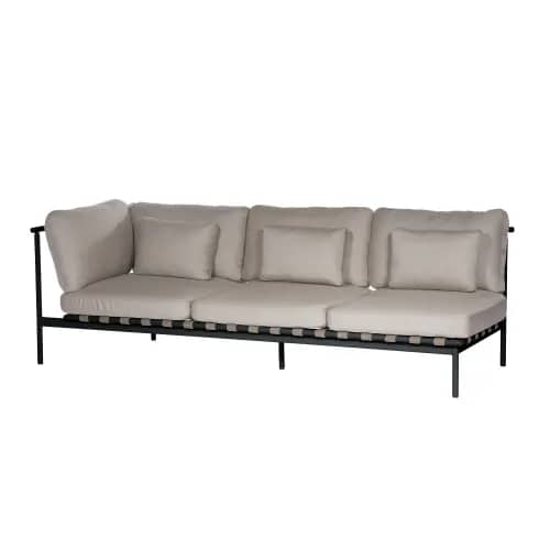 Barlow Tyrie Around Deep Seating Triple Module - Aluminum Left Arm | Forge Grey Aluminum Frame