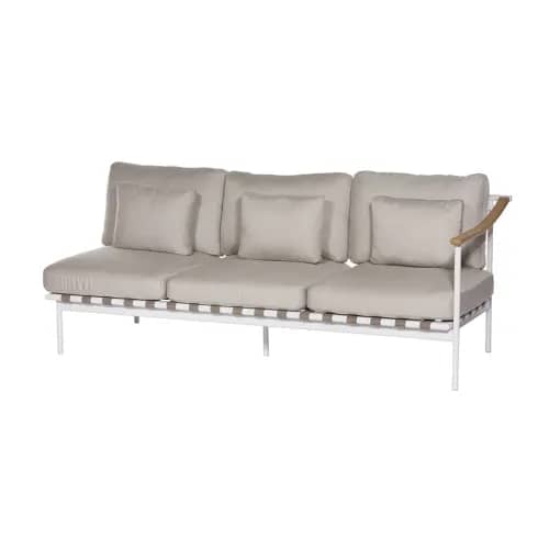 Barlow Tyrie Around Deep Seating Triple Module - Teak Right Arm | Arctic White Aluminum Frame