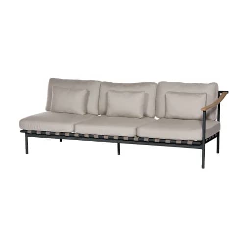 Barlow Tyrie Around Deep Seating Triple Module - Teak Right Arm | Forge Grey Aluminum Frame