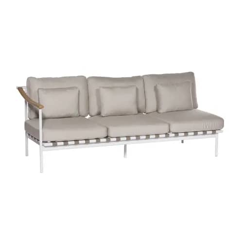 Barlow Tyrie Around Deep Seating Triple Module - Teak Left Arm | Arctic White Aluminum Frame