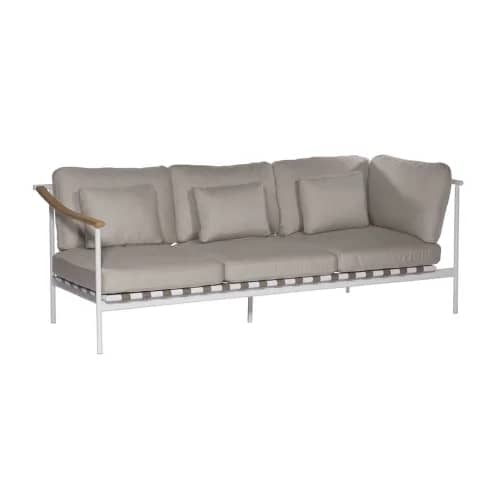 Barlow Tyrie Around Deep Seating Triple Module - Aluminum (R) / Teak (L) Arms | Arctic White Aluminum Frame