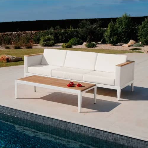 Barlow Tyrie Aura Deep Seating 3-Seater Sofa | Aura Lounge 63" X 26" Coffee Table - Heavy