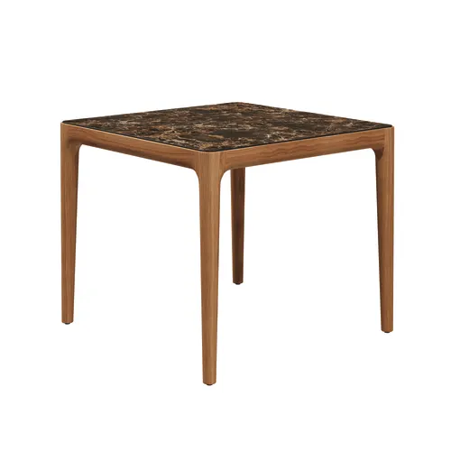 Gloster Lima 34.5 Dining Table | Frame: Teak | Tabletop: Ceramic, Emperor