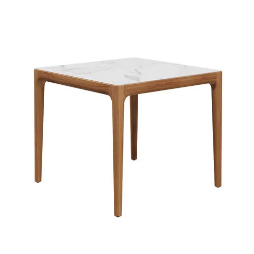 Gloster Lima 34.5 Dining Table | Frame: Teak | Tabletop: Ceramic, Bianco