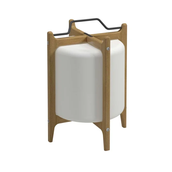 Ambient LED Lantern Frame: Teak | Shade: Polypropylene | Handle: Powder-Coated Stainless Steel, Meteor