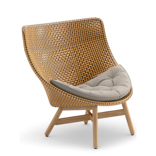 Woven Wicker DEDON Fiber Seville | Teak Base | Cushions (Included Seat Shown) TWIST Gray