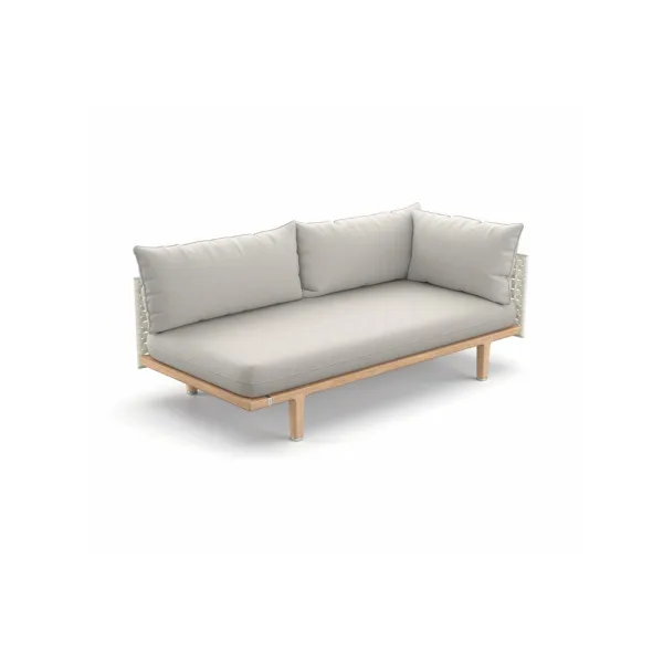 Woven Fiber Silver Beige | Frame Powder-Coated Aluminum Lipari | Base Teak | Cushions NATURA Off-White