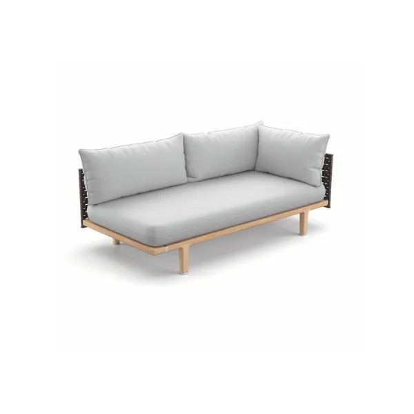 Woven Fiber Titan | Frame Powder-Coated Aluminum Black Pepper | Base Teak | Cushions NATURA Off-White