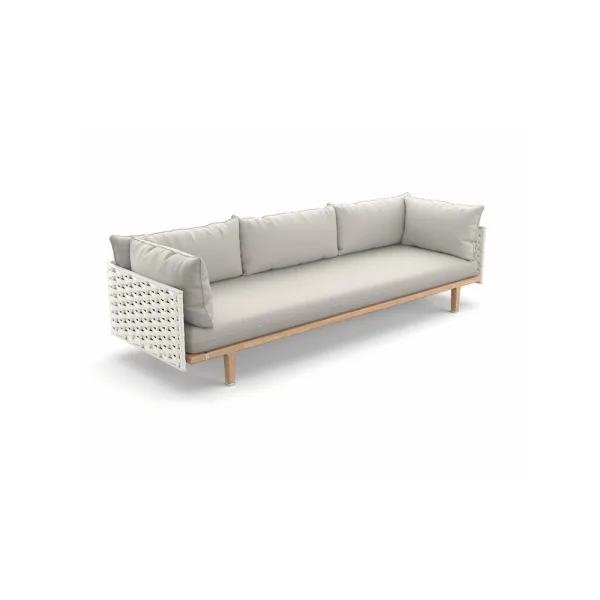 Woven Fiber Silver Beige | Frame Powder-Coated Aluminum Lipari | Base Teak | Cushions NATURA Off-White