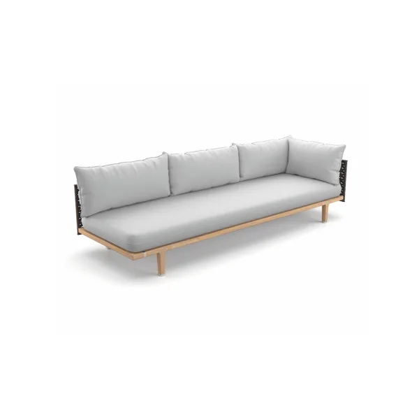 Woven Fiber Titan | Frame Powder-Coated Aluminum Black Pepper | Base Teak | Cushions NATURA Off-White