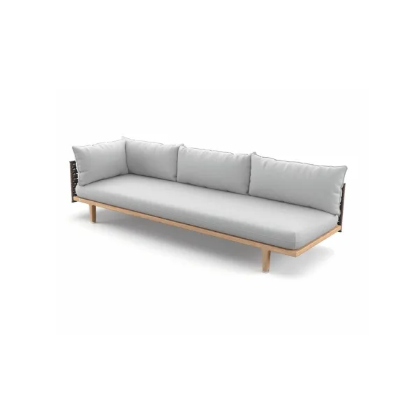Woven Fiber Titan | Frame Powder-Coated Aluminum Black Pepper | Base Teak | Cushions NATURA Off-White