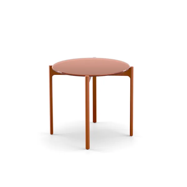 Frame: Powder-Coated Aluminum, Terracotta | Tabletop: Glass, Terracotta