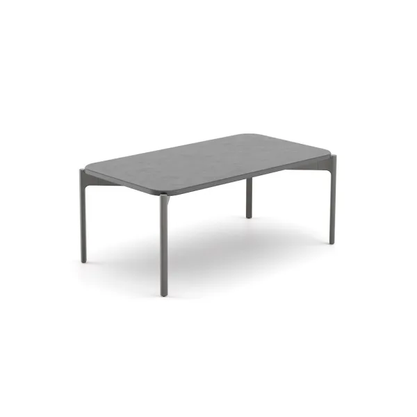 Frame: Powder-Coated Aluminum, Black Pepper | Tabletop: Mineral Composite, Lava