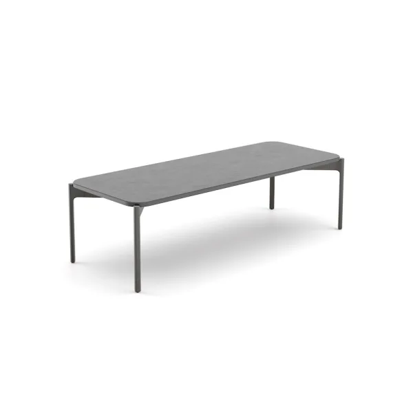 Frame: Powder-Coated Aluminum, Black Pepper | Tabletop: Mineral Composite, Lava