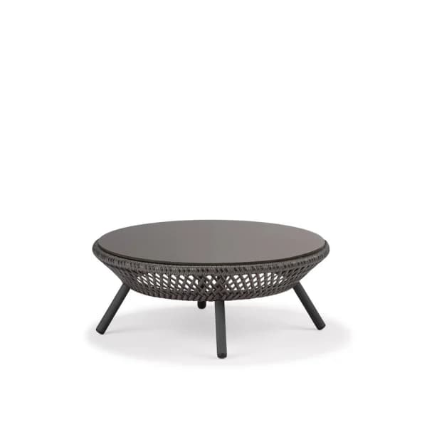 DEDON Ahnda Coffee Table | Graphite Wicker Fiber | Vulcano Glass Top