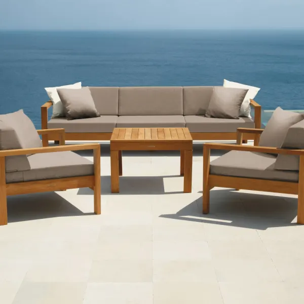 Barlow Tyrie Linear 3-Seater Settee and Armchairs with 30" Coffee Table