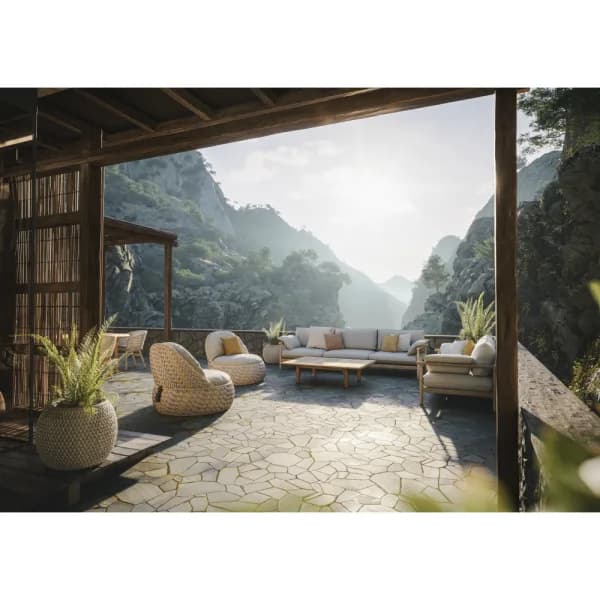 DEDON DALA Lounge Chairs & Planters | TIBBO 3-Seater Sofa, 2-Seater Sofa & Coffee Table