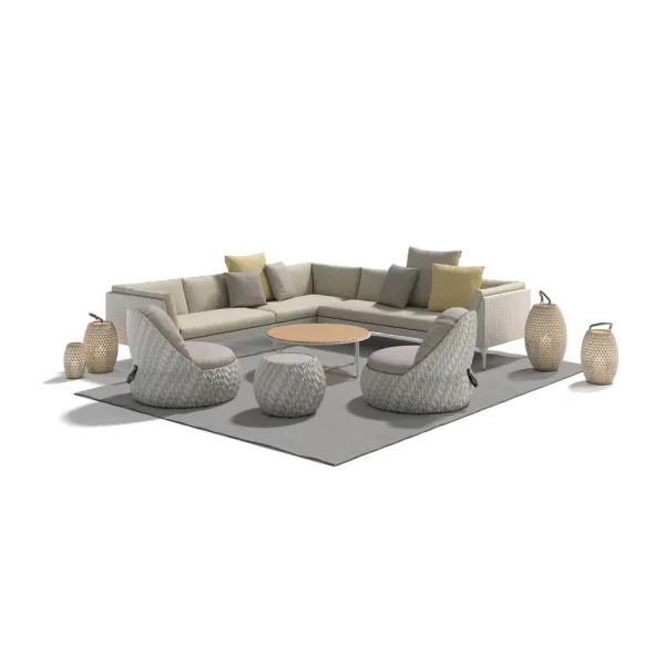 DEDON MU Modular Deep Seating | DALA Lounge Chairs, Side Table & Lanterns