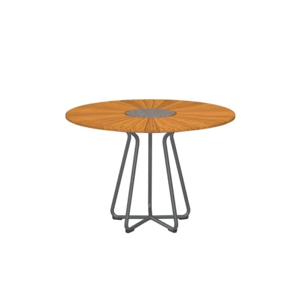 Houe Circle 43" Dining Table | Gray Aluminum Frame | Bamboo & Granite Tabletop