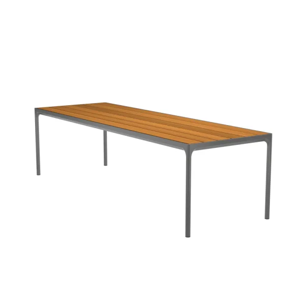 Houe Four 106" Dining Table | Dark Grey Aluminum Frame | Bamboo Tabletop
