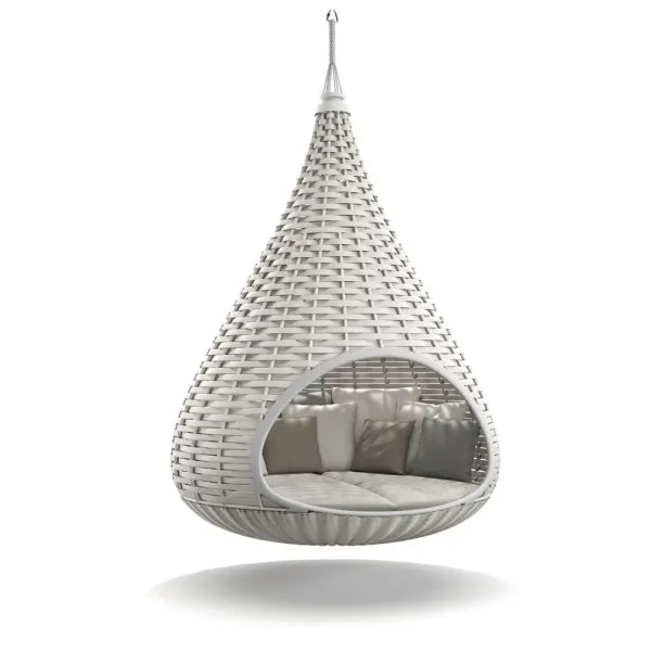 DEDON NESTREST Hanging Lounger | Woven Fiber Chalk | Cushion Fabric Natura Ash