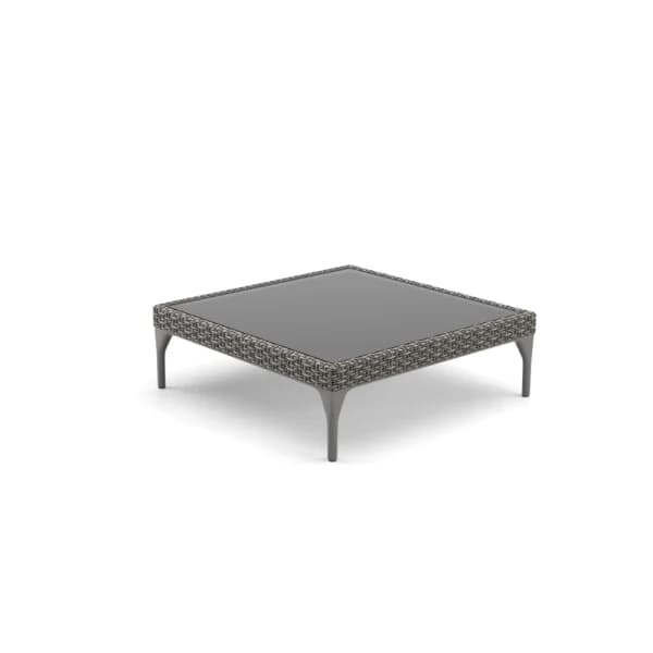 DEDON MU Coffee Table with Glass Top | Legs: Powder-Coated Aluminum, Vulcano | Fiber: Vulcano | Top: Glass, Vulcano