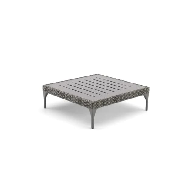 DEDON MU Coffee Table with HPL Top | Legs: Powder-Coated Aluminum, Vulcano | Fiber: Vulcano | Top: HPL, Black Pepper