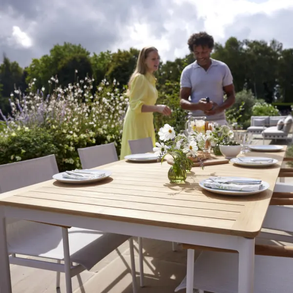 Barlow Tyrie Around 85" Dining Table and Dining Armchair