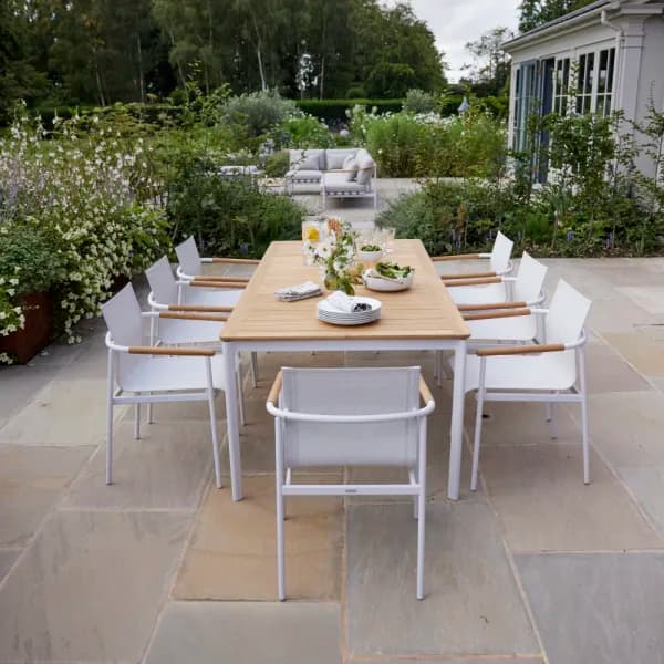 Barlow Tyrie Around 85" Dining Table and Dining Armchair